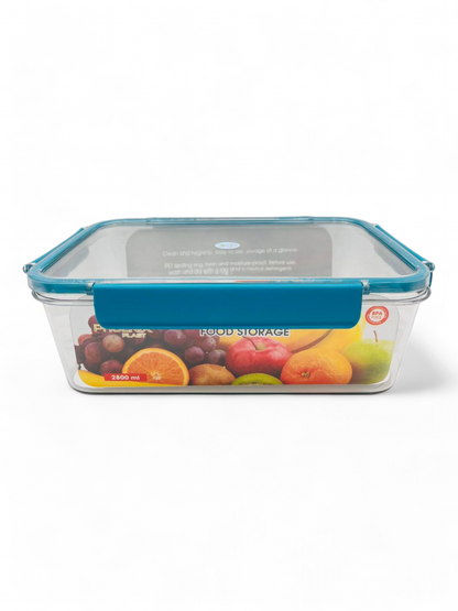 Acrylic Refrigerator Food Container,Food box with Airtight Lock - Clear Silicone Sides ( 2800ml)