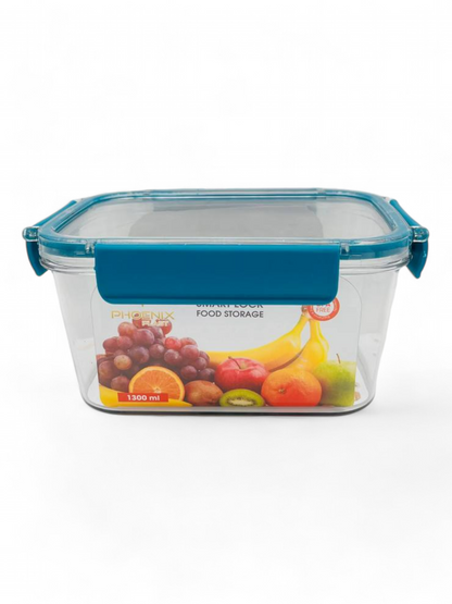 Acrylic Refrigerator Food Container,Food box with Airtight Lock - Clear Silicone Sides ( 1300ml)