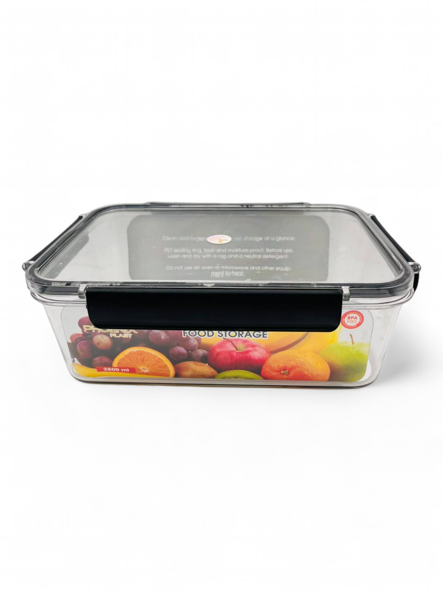 Acrylic Refrigerator Food Container,Food box with Airtight Lock - Clear Silicone Sides ( 2800ml)