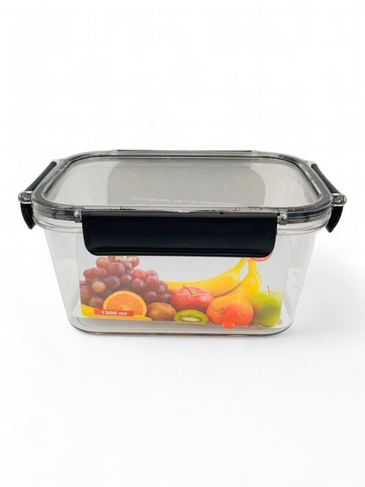 Acrylic Refrigerator Food Container,Food box with Airtight Lock - Clear Silicone Sides ( 1300ml)