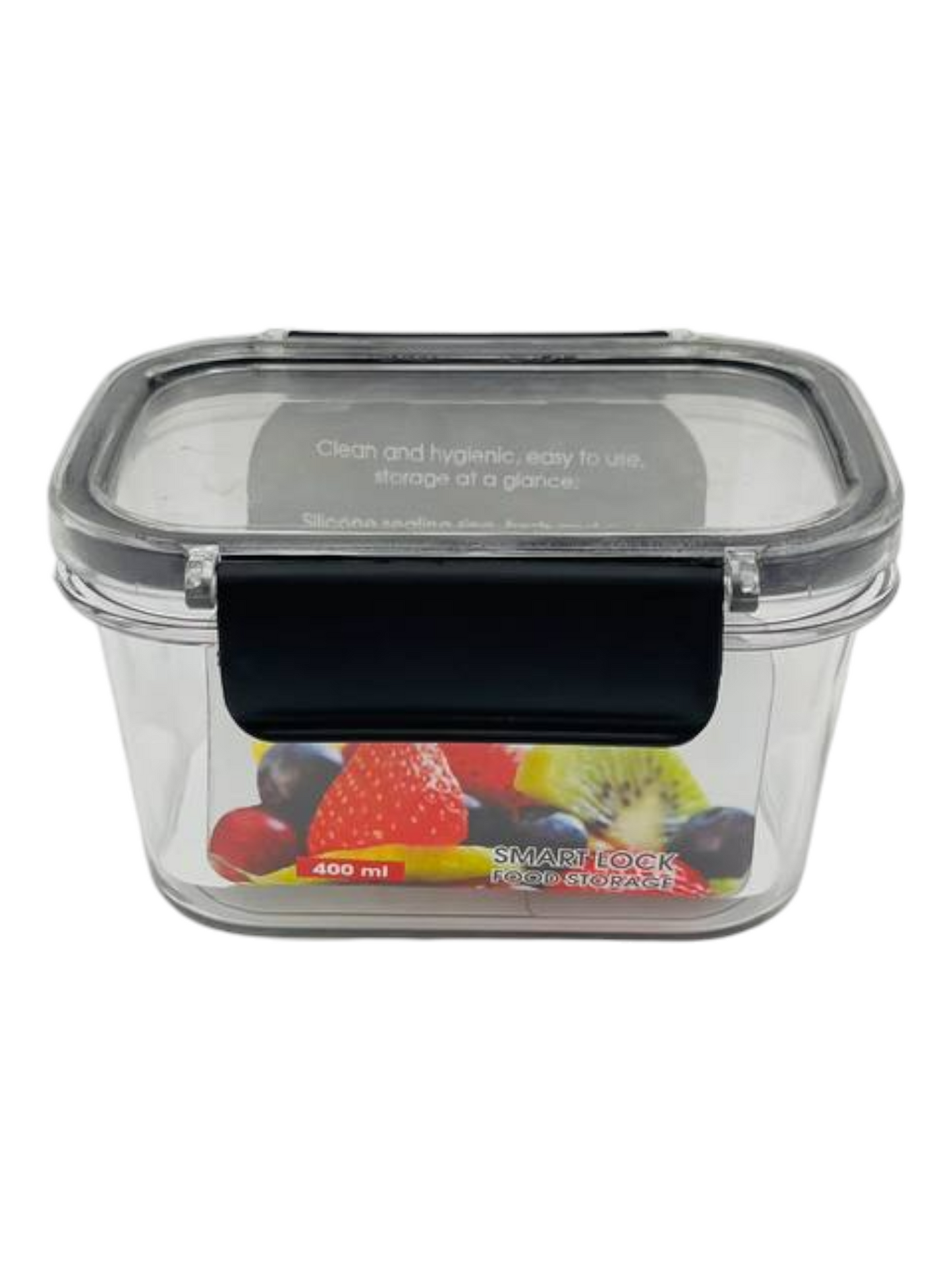 Acrylic Refrigerator Food Container,Food box with Airtight Lock - Clear Silicone Sides 400ml